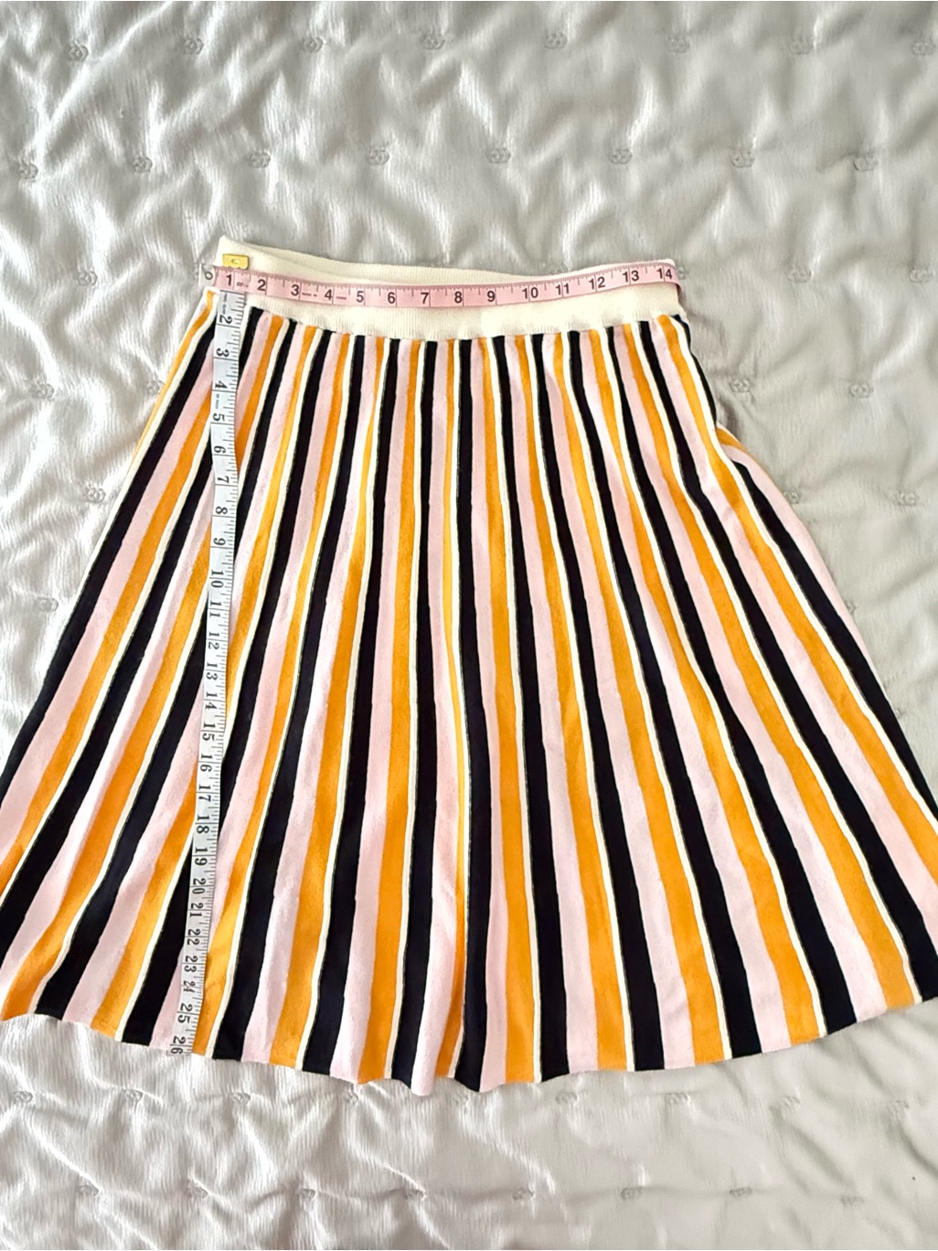 N.Peal Cream Striped Wool & Cashmere Midi Skirt Size M — image 4 of 6